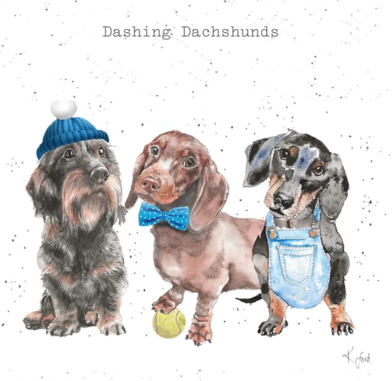Dashing Dachshunds Greetings Card