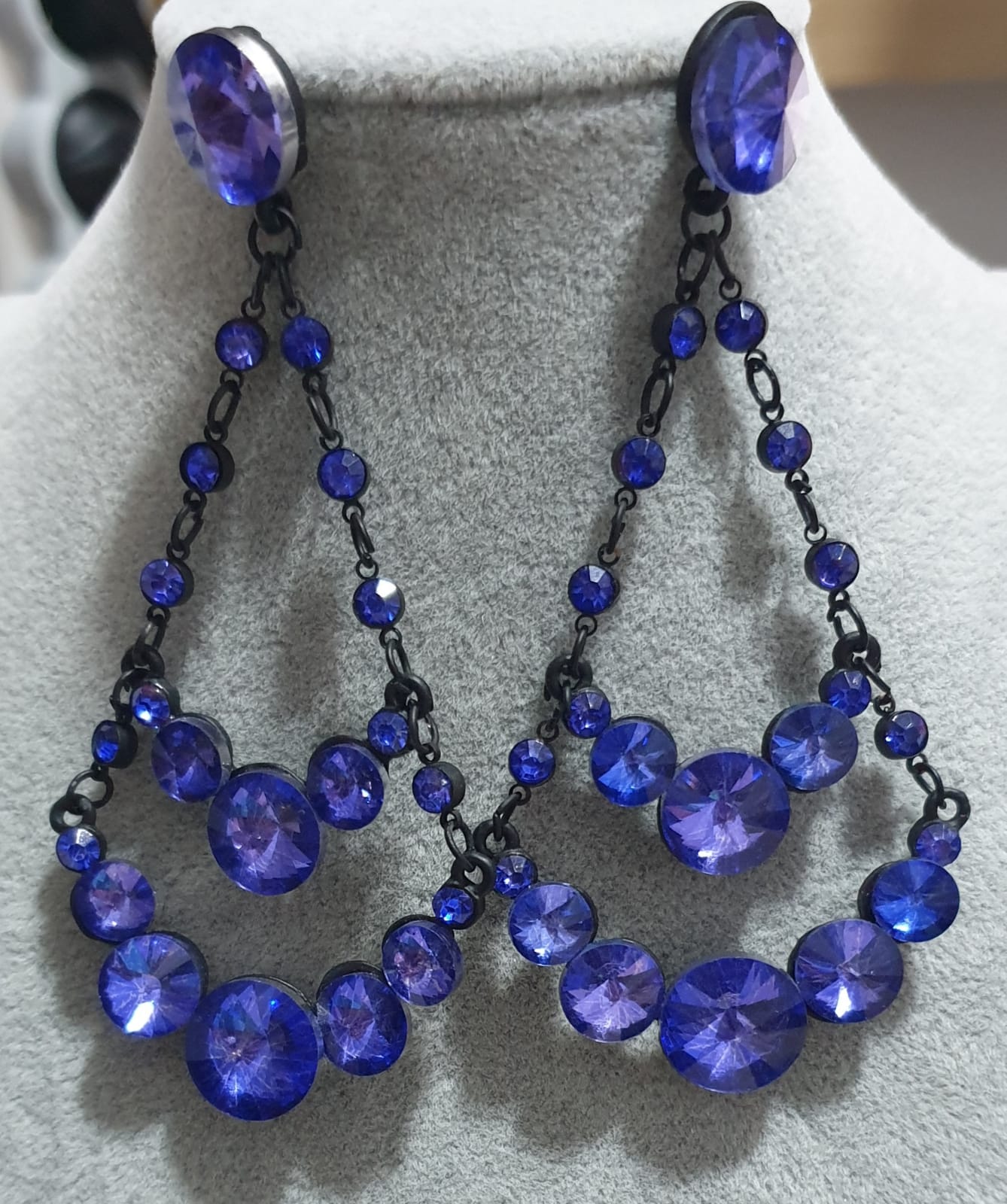 Large Chandelier Earrings Blue El Emporio de Zoe