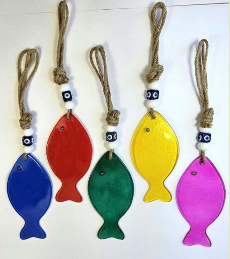 Glass Fish Wall Hangings Assorted Colours El Emporio de Zoe