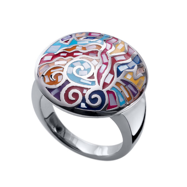 Shell Mosaic Ring Red